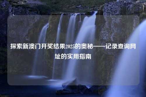 探索新澳门开奖结果2025的奥秘——记录查询网址的实用指南